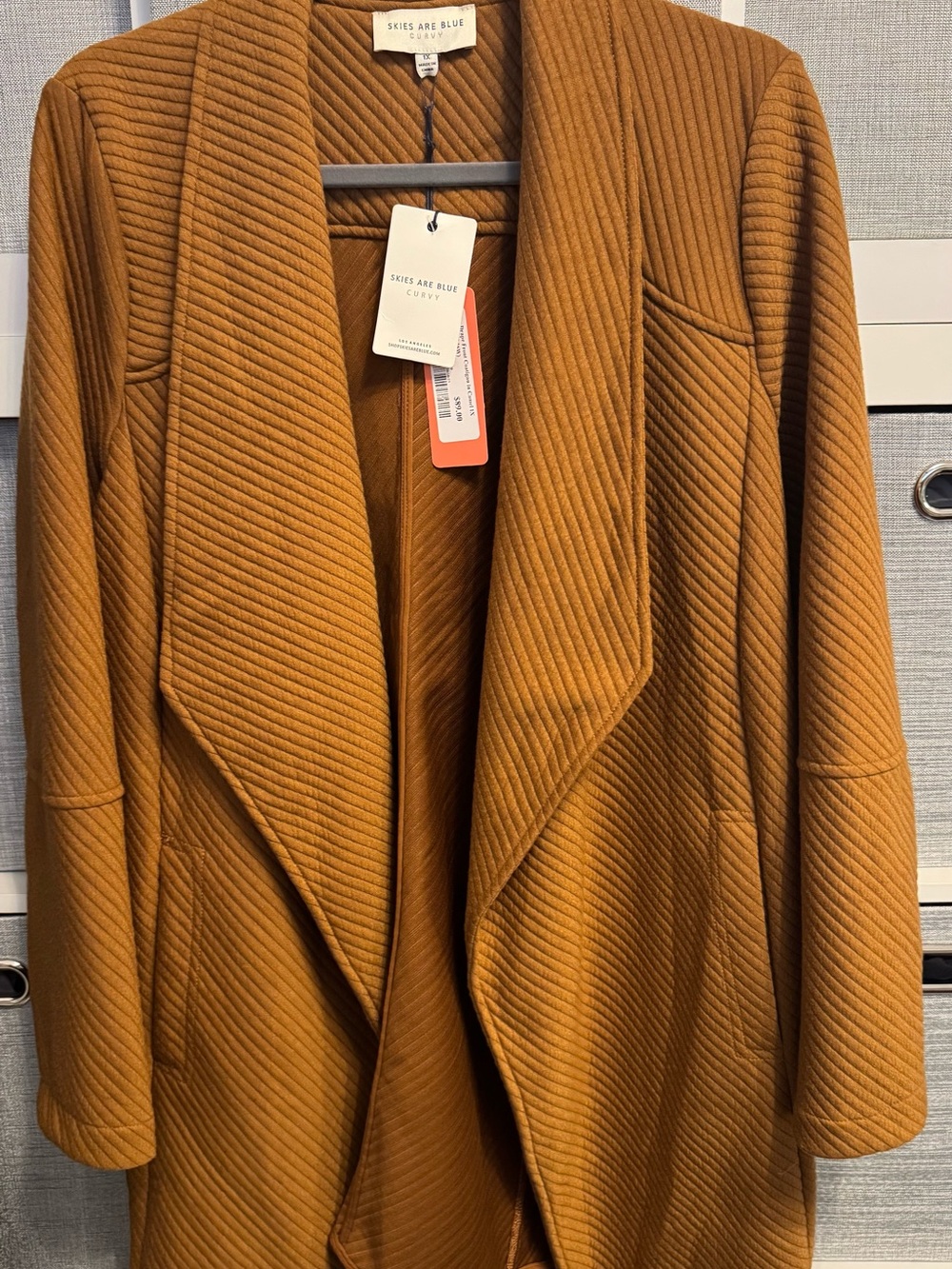 Waverly Ribbed Draped Trench Coat in Mustard